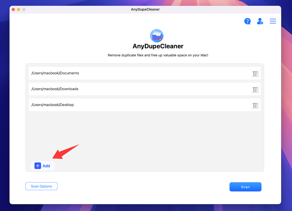 anydupecleaner mac add folder