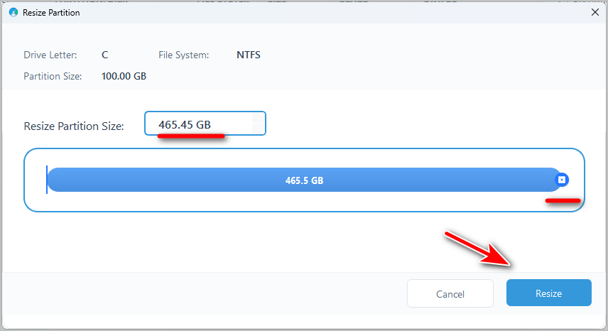 c drive resizing