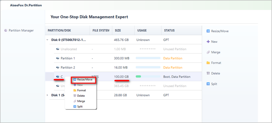 resize c drive
