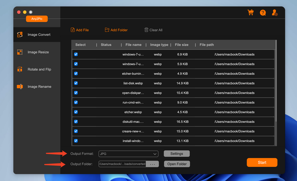 Conversor de Imagem Any2Pic
