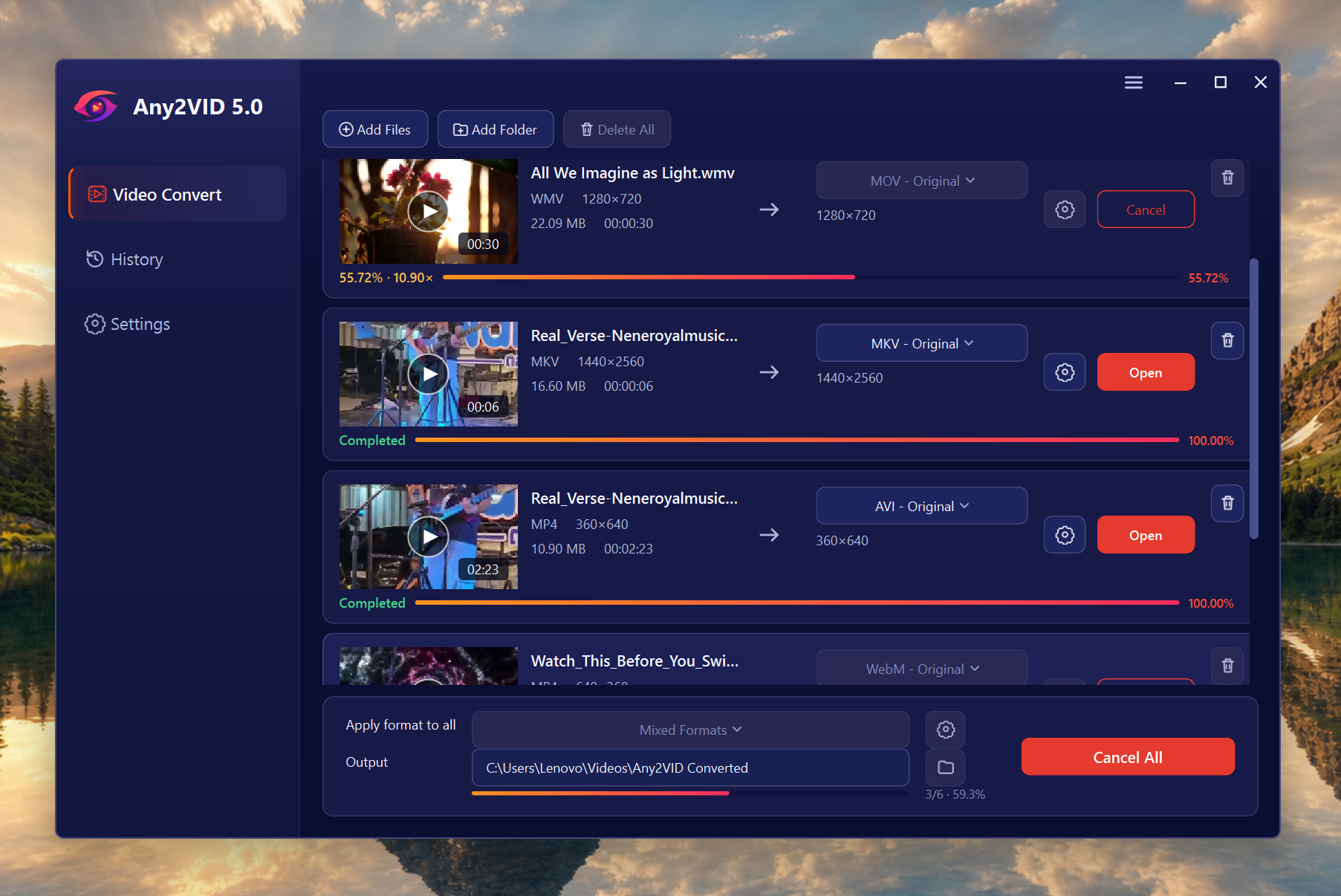 Convert videos with Any2VID
